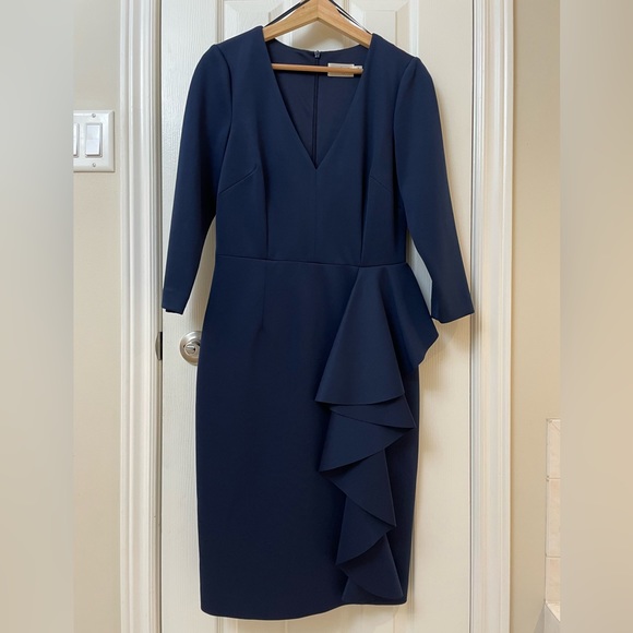 Navy Ruffle Eliza J Dress - Picture 3 of 11